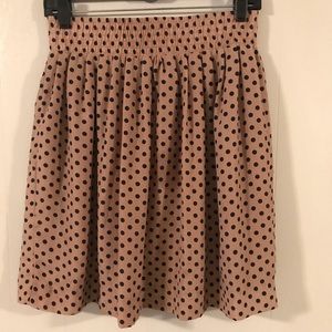 Boutique Tan/Navy Polka Dot Skirt